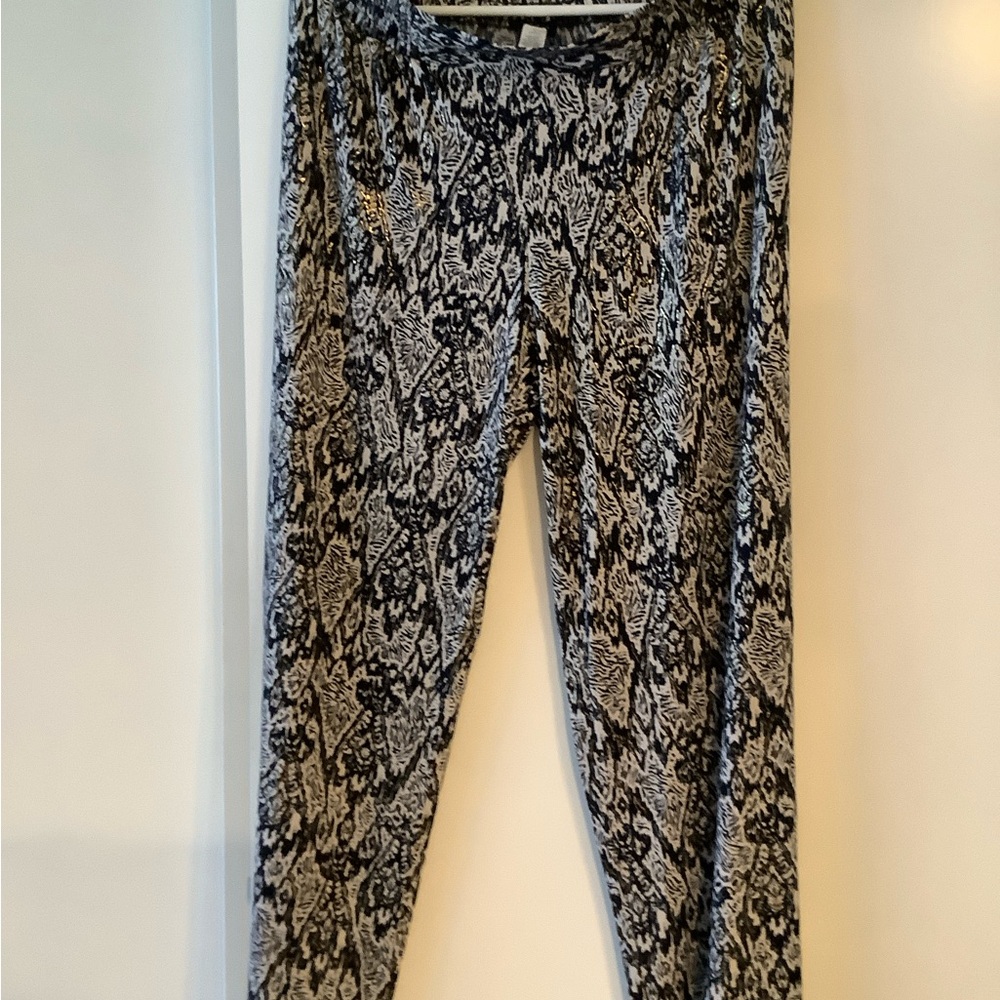Stylish Black and White Patterned Women's Pants